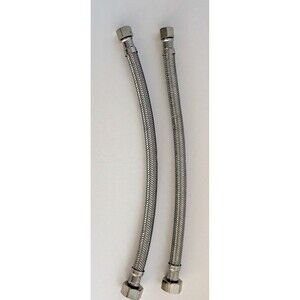 Lot Of 2 - Water Supply Line Stainless Steel Braided 1” MIP X 12” Long New